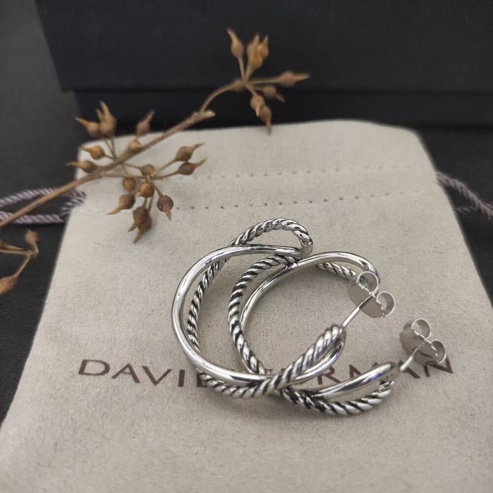 David Yurman Twisted Cable Hoop Earrings Sterling Silver Designer Jewelry
